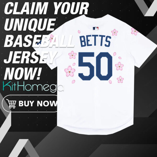 Back La Dodgers Betts 50 World Tour Tokyo Series 2025 Baseball Jersey