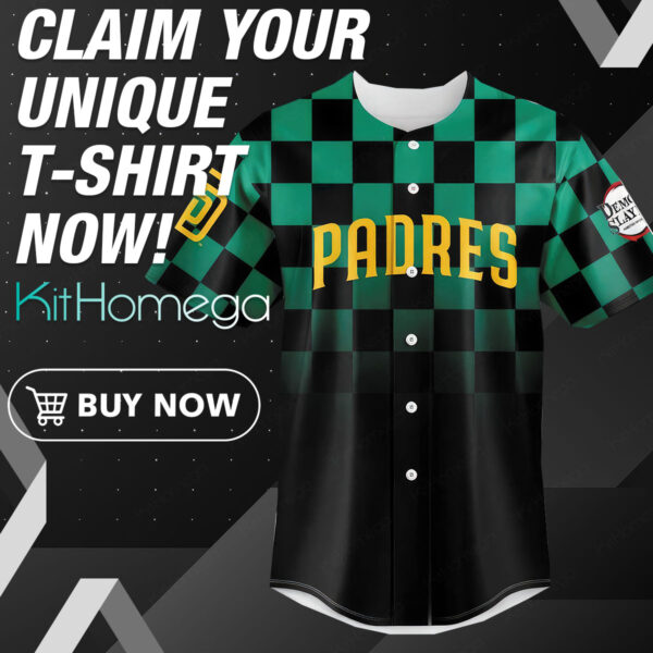 Front San Diego Padres x Tanjiro kamado Demon Slayer Baseball Jersey