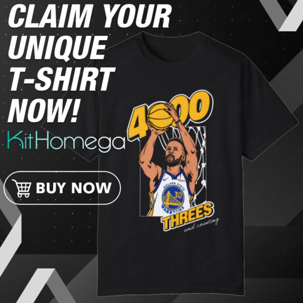 Front Stephen Curry 4,000 Threes And Counting The Record Tour Shirt