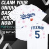 LA Dodgers FreeMan 5 World Tour Tokyo Series 2025 Baseball Jersey