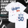 La Dodgers Betts 50 World Tour Tokyo Series 2025 Baseball Jersey